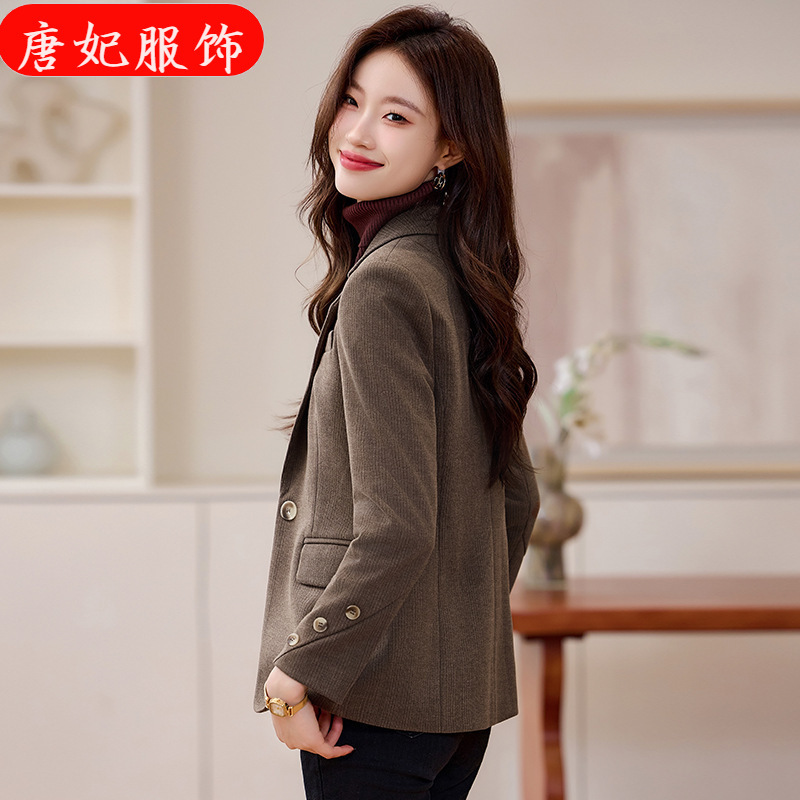 brown Suit Jacket Women's High-end Spring and Autumn 2024 New Slim-fit Elegant Women's Suit Jacket Popular This Year
