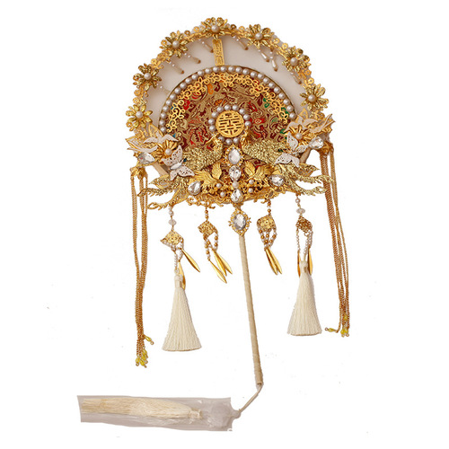 A DIY material kit for making a traditional Chinese folding fan, suitable for a bride's hair ornament at a wedding, featuring intricate handcraftwork and embodying the elegance of Chinese folk culture.