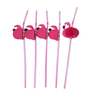 Creative decorative straw stereo honeycomb Flamingo plastic straw juice drink photo props party straw