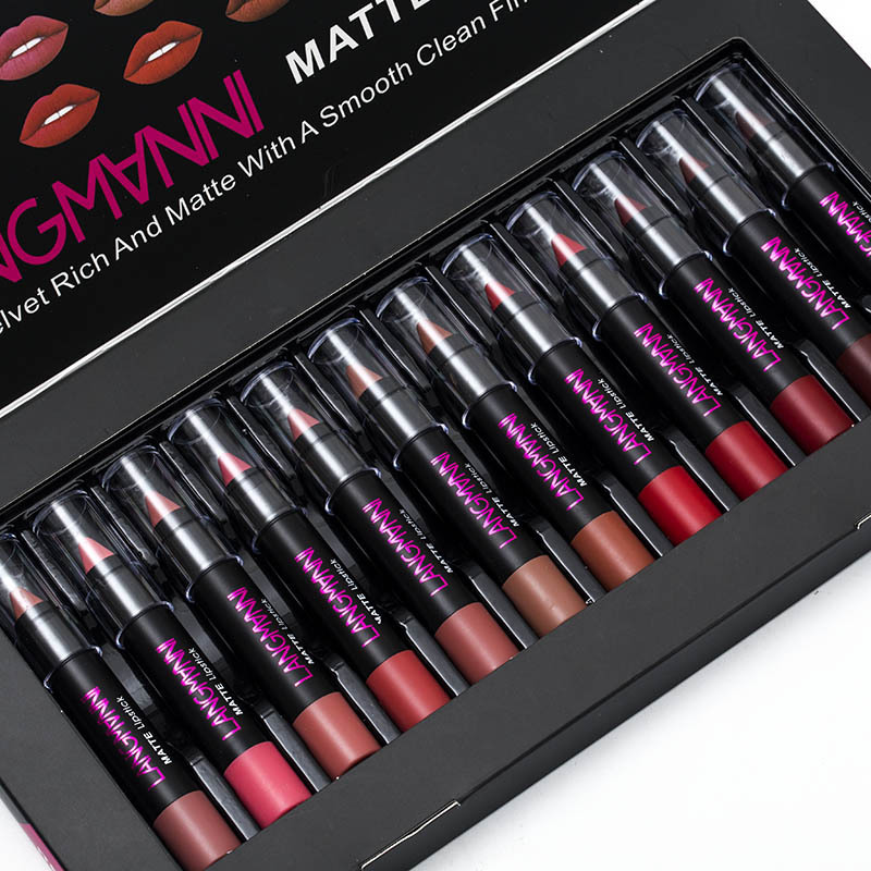 Langmanni 12-tube Velvet matte Lipstick Set, non-stick cup matte black tube lipstick Amazon undefined
