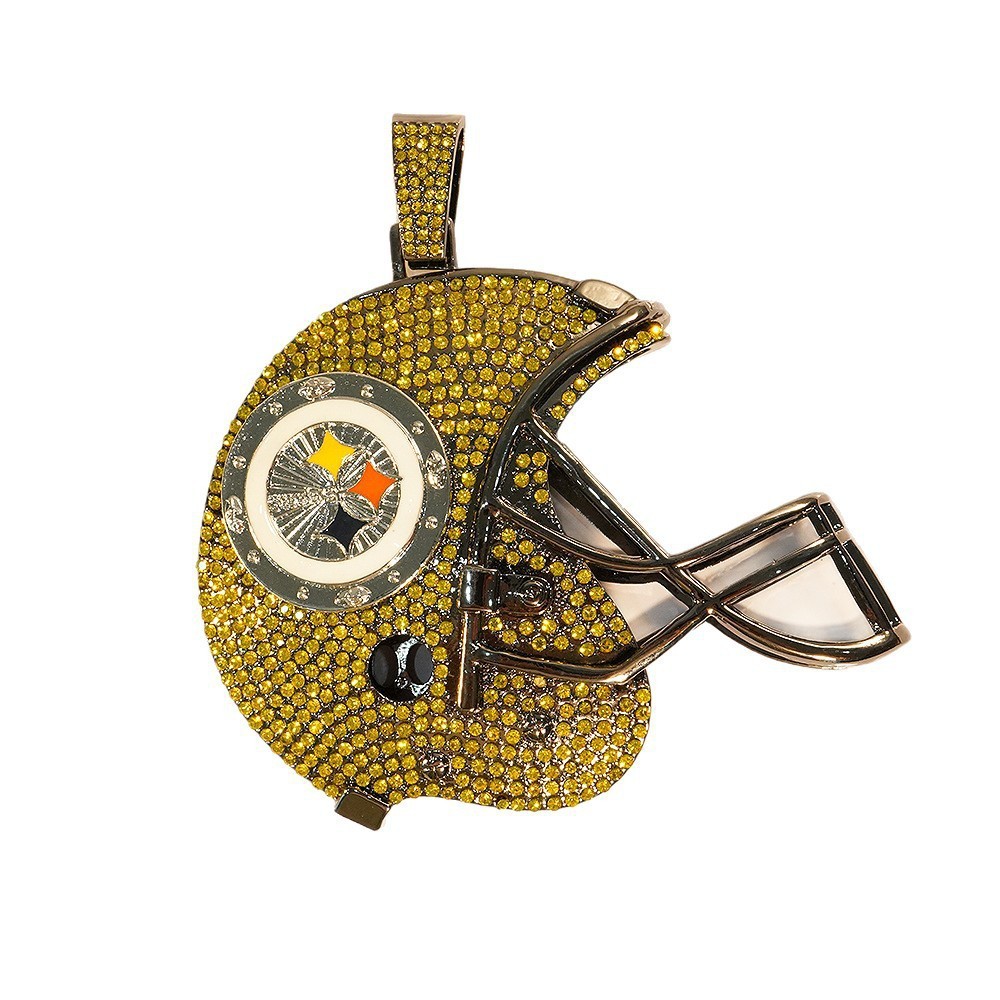 Europa y América Pittsburgh Steelers Pittsburgh acero rugby casco aleación de diamantes colgante collar grande