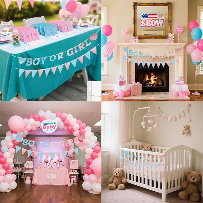 BOY O GIRL Baby Sex Revelar Banner Flashing Baby Sex Revelar Decoración de fiesta