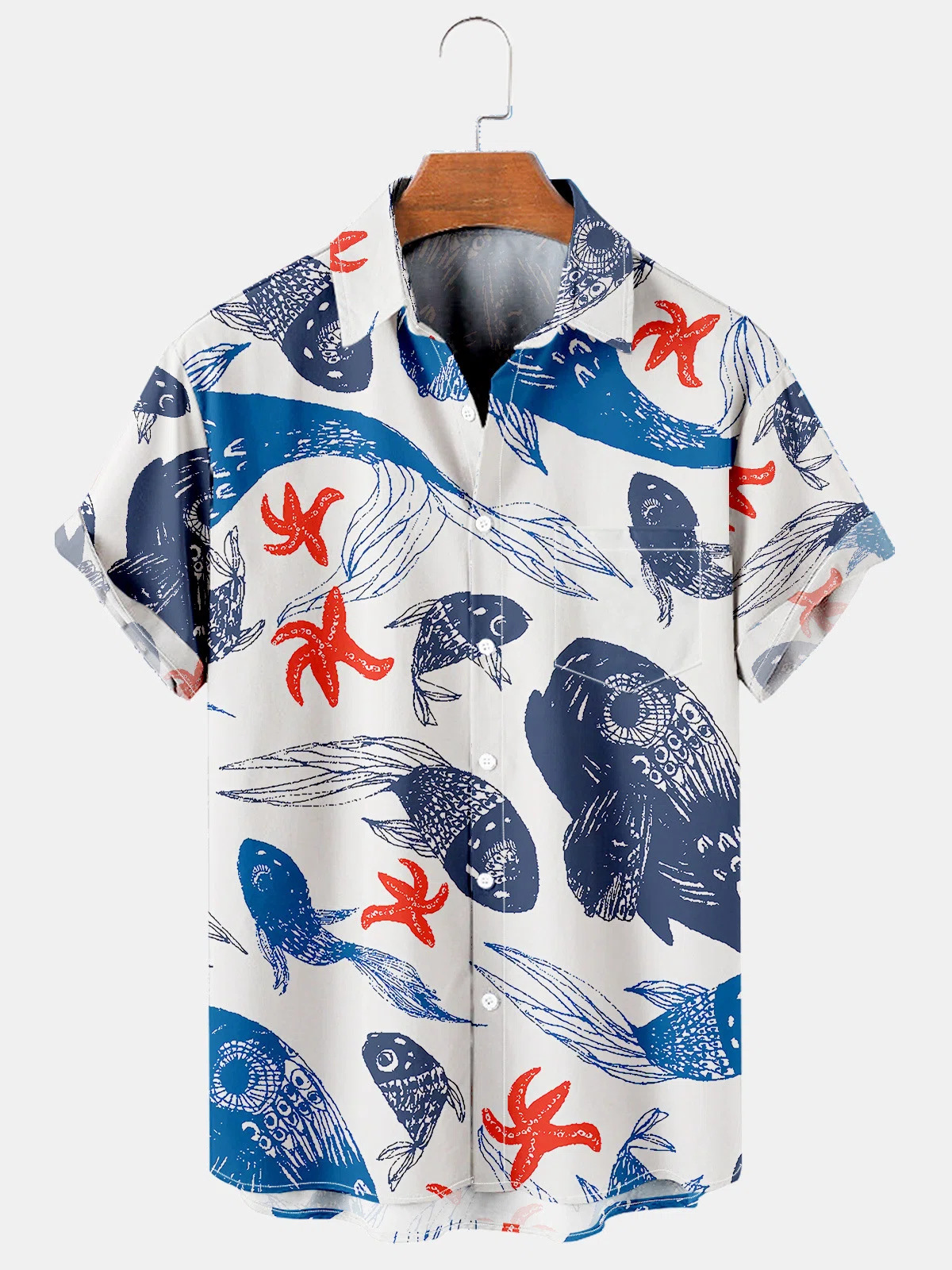 Trend de moda para hombres transfronterizos Camisa de manga corta hawaiana Camisa estampada digital 3D Transfronteriza Amazon