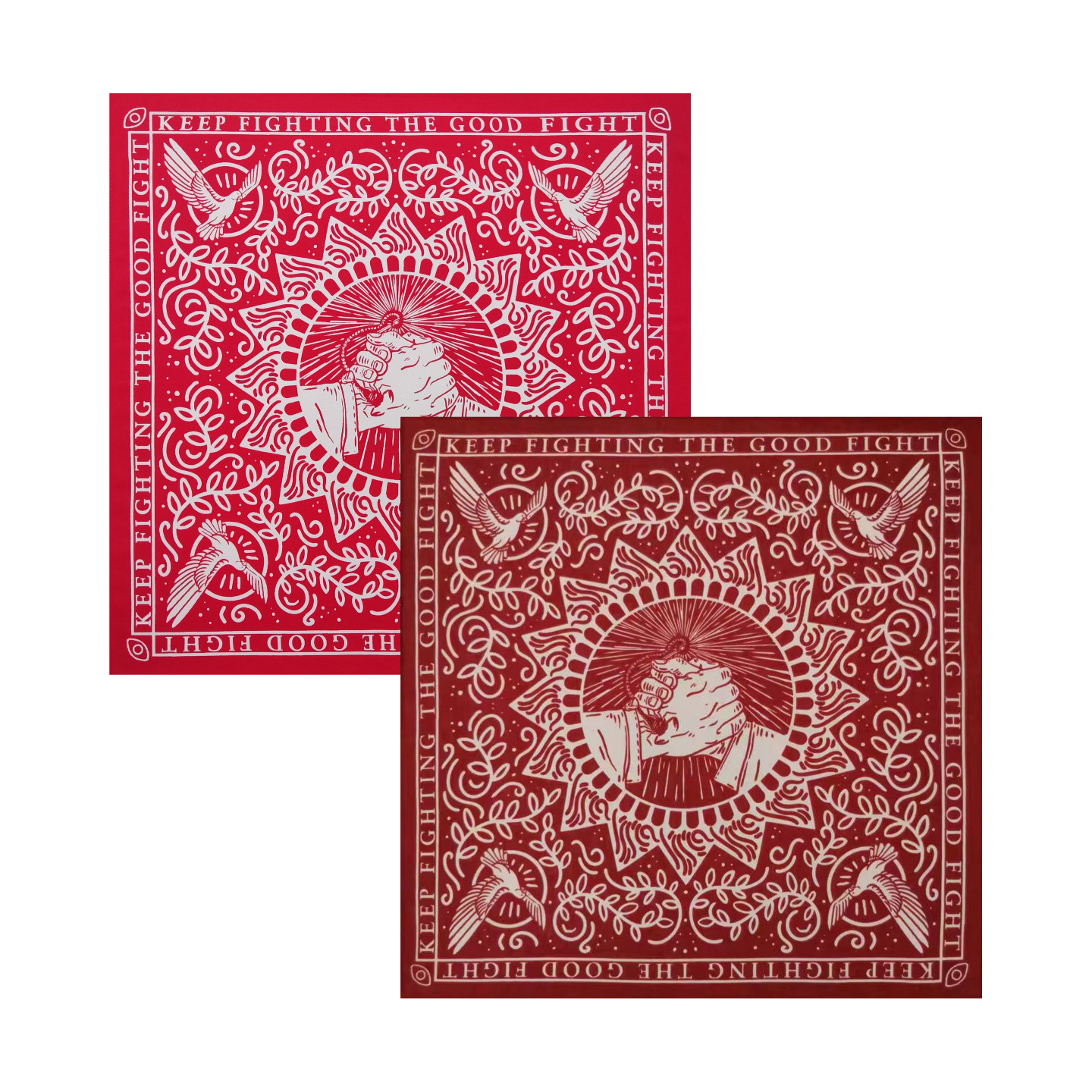 Factory Direct Delivery Pure Cotton 55X55Cm Handshake Print Square Scarf Casual Hip-Hop Street Dance Cycling Decorative Headscarf Face Towel