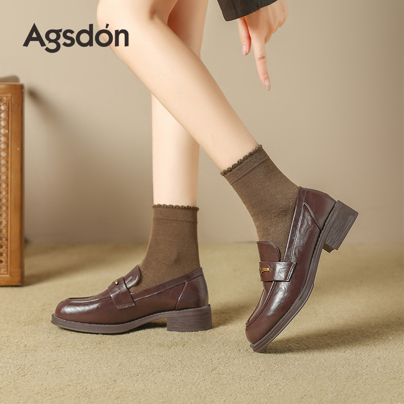 Zapatos de Lefour para mujeres 2026 nuevos zapatos de cuero británicos de primavera retro zapatos de sola plana