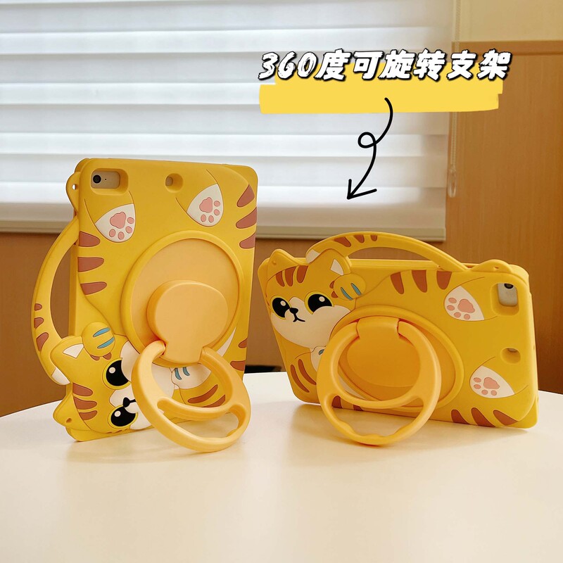 Tail cat Tablet Case for iPad 10.2 drop-resistant case iPad 10 silicone mini tablet rotating protection