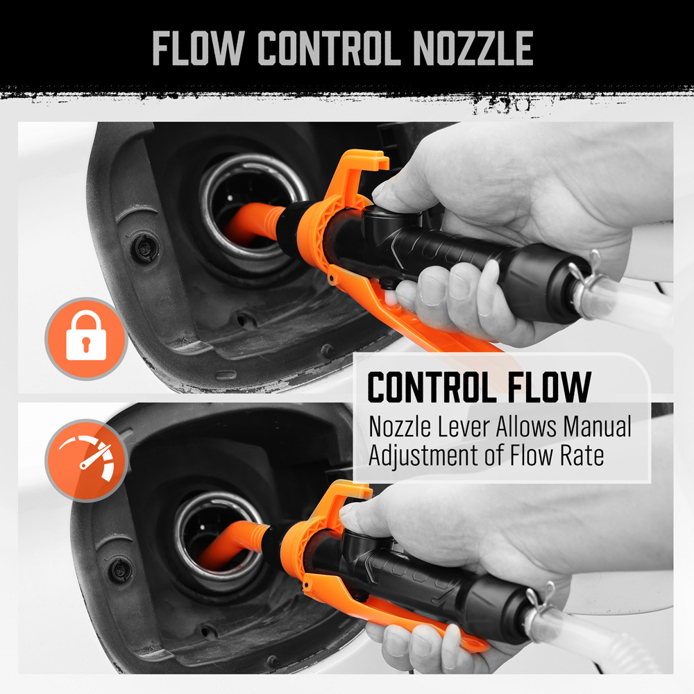 Portable Transfer Pump Battery Operated Electric Siphon Pump for Gas, Fuel, Diesel, Water Transfer 2.6 GPM Flow Oil Extractor -Easy to Use Hand Fuel Pump, Multi-Use Siphon Fuel Transfer Pump (Orange)