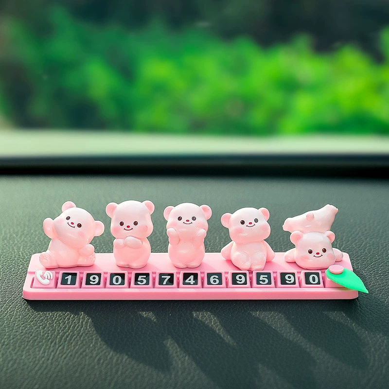 Симпатичный мультяшный медведь Скрытый автомобиль мобильный телефон номерной знак временной парковки номерной знак