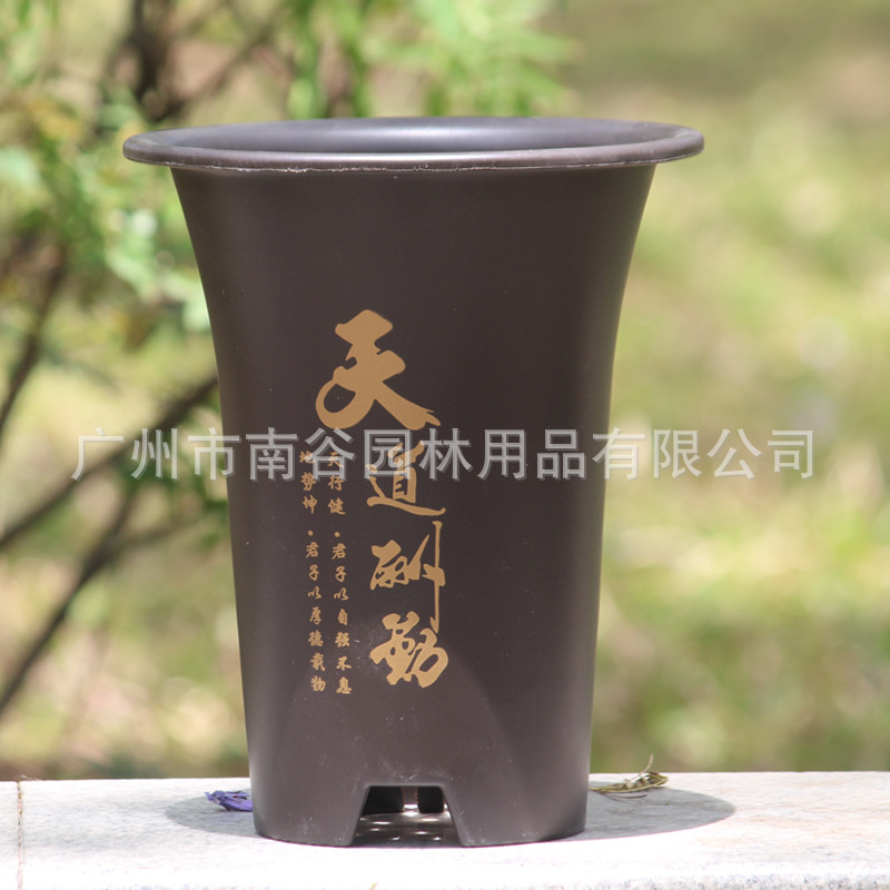 Brown high orchid flower pot