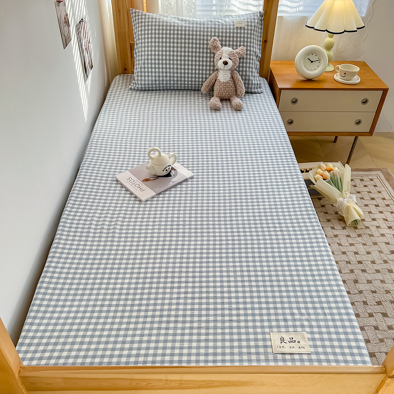 Juego de Sábanas de Algodón para Dormitorio Estudiantil, Protector de Colchón de Algodón Puro Nuevo 2024, Juego de Tres Piezas, Cubrecama