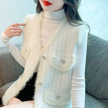 小香风马甲女款针织背心2025年秋冬季新款水貂绒宽松外套毛衣上衣