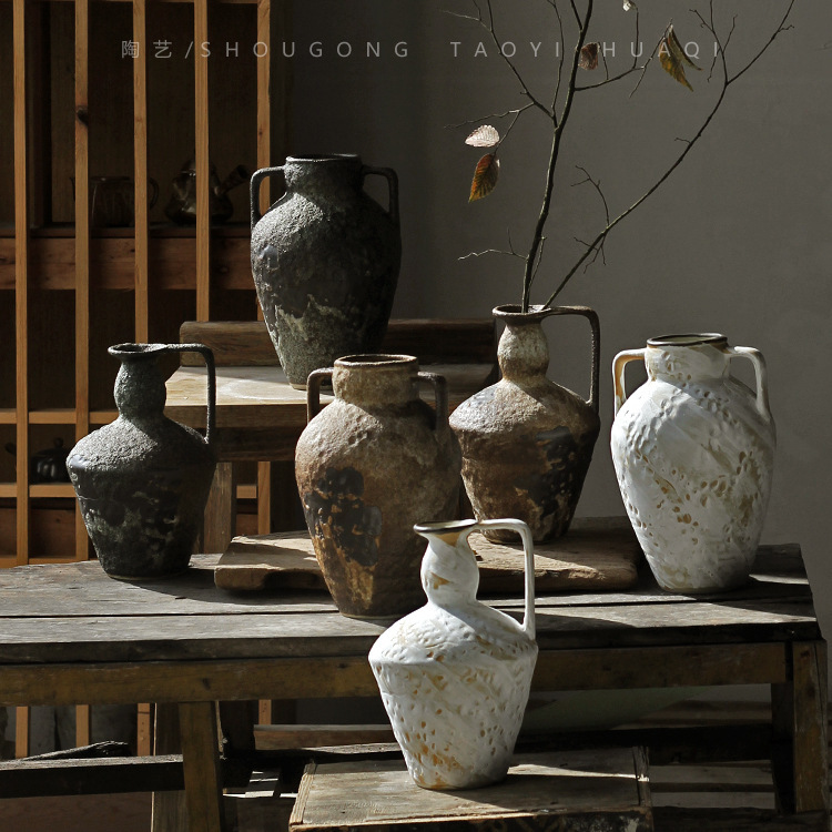 Bed & Breakfast silent style stoneware vase pottery pot flower arrangement vintage Zen home living room decoration ceramic flower decoration Bed & Breakfast silent style stoneware vase pottery pot flower arrangement vintage Zen home living room decoration ceramic flower decoration