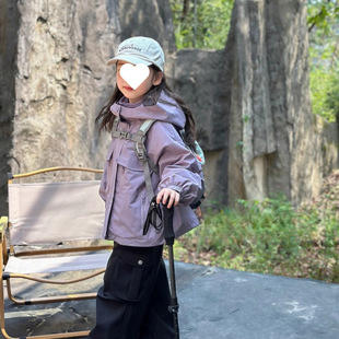 Girls' Coat 2024 Autumn and Winter New Style Middle and Large Children's Rusk Clothes Three-in-One Detachable Thickened Waterproof Winter Clothes Two Pieces