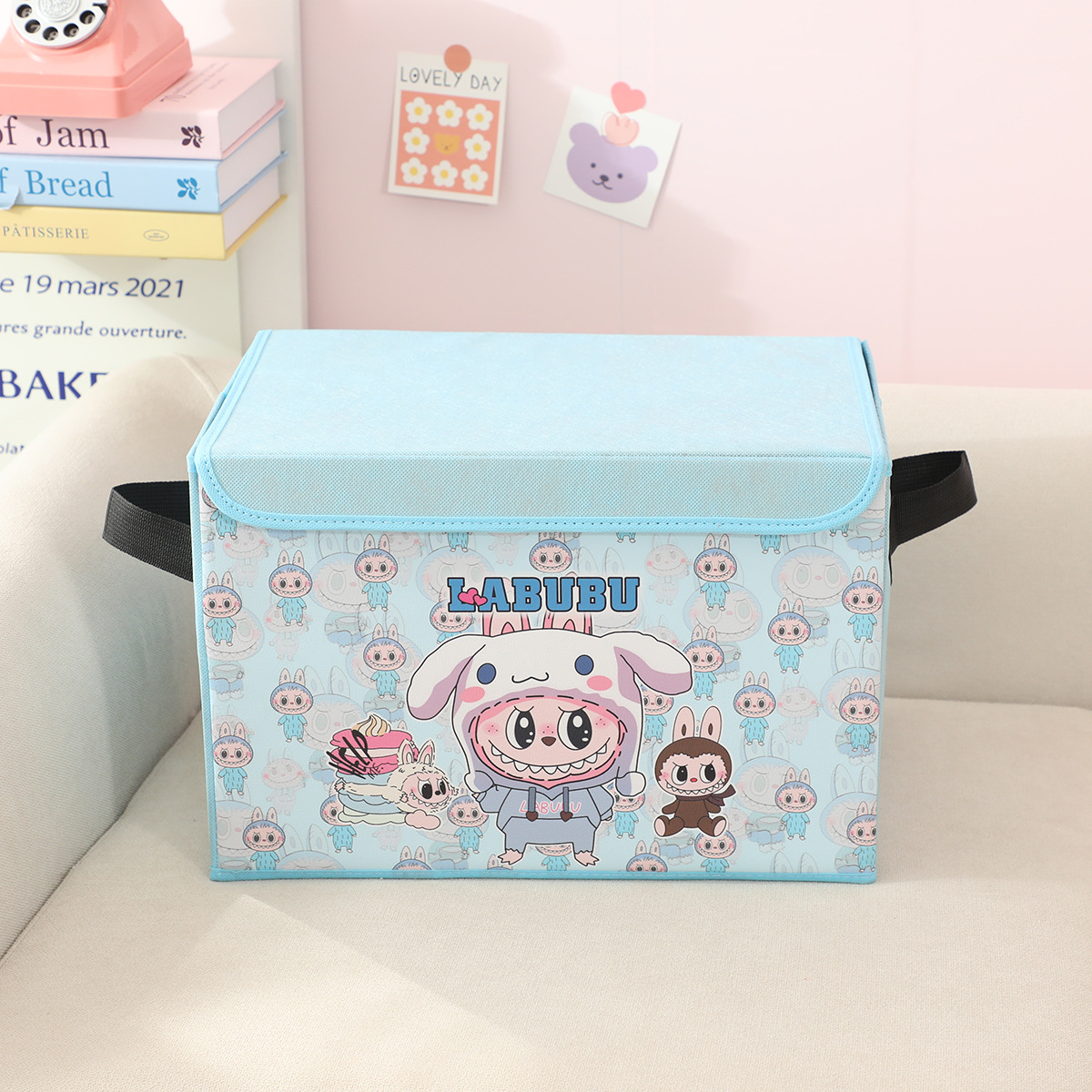 新しい漫画寮ブックスナック収納家庭用衣類おもちゃ収納ボックス折りたたみ車の収納ボックス