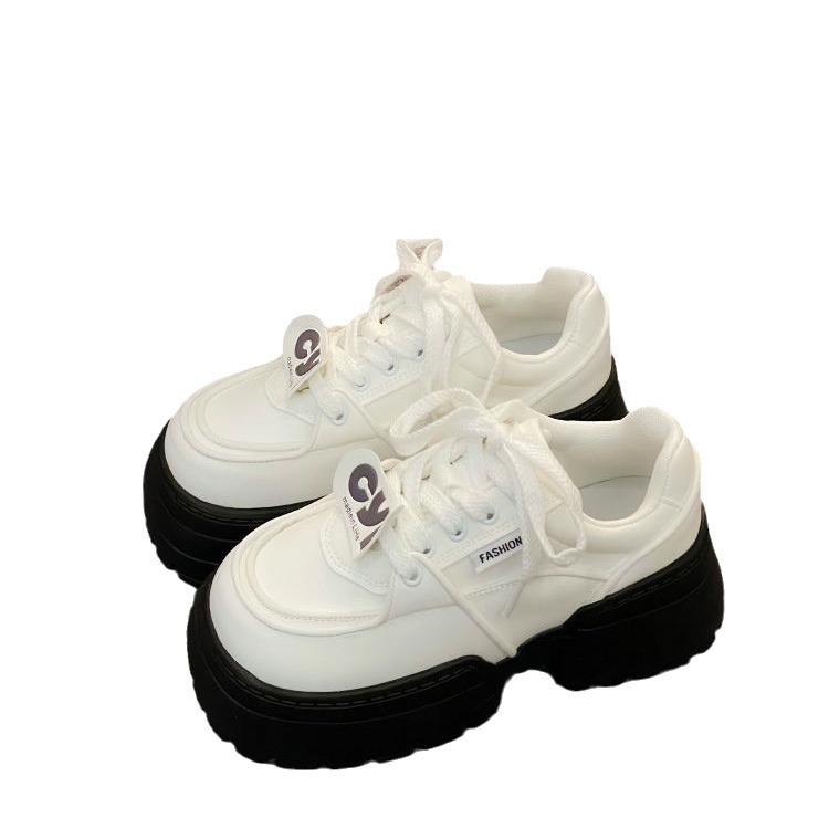 Muffin zapatos de pan de fondo grueso zapatos de mujer versátiles 2024 nuevos zapatos de hombre pequeño mostrando pies zapatos de papá zapatos panda blanco y negro