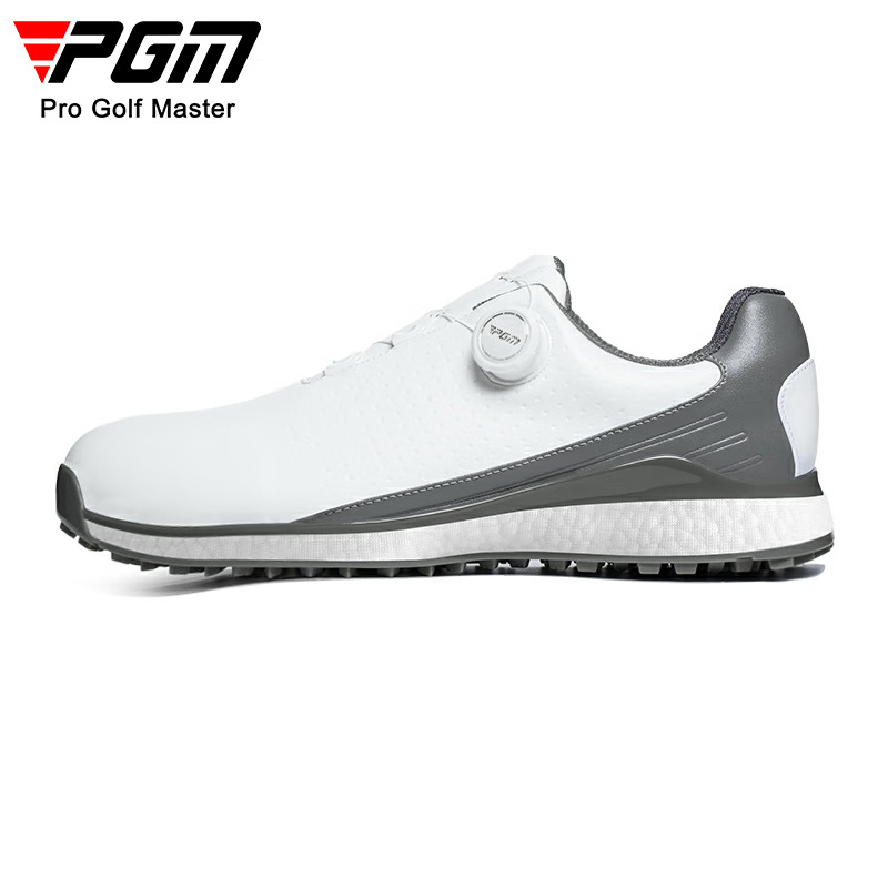 Giày golf nam PGM chống nước, đế bọt siêu nhẹ, đinh chống trượt — XZ350-Xám Trắng