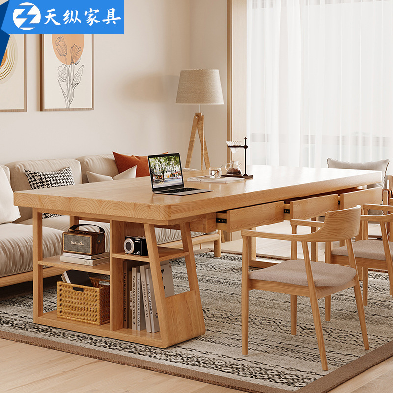 Tianzong Living Room Pure Solid Wood Long Desk with Drawers, Student Reading and Study Desk, Home Use Large Work Table Tianzong Living Room Pure Solid Wood Long Desk with Drawers, Student Reading and Study Desk, Home Use Large Work Table