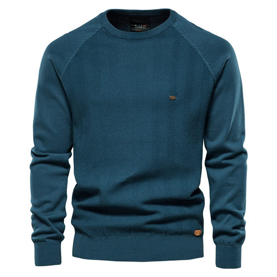 Men's Autumn and Winter New European and American Solid Color Sweater Casual Men's Quality Knitwear Round Neck Fashionable Men's Top