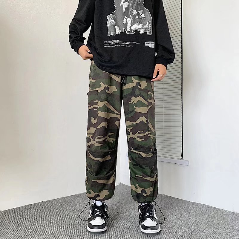 商品详情图_美式痞帅迷彩百搭工装长裤男女潮牌嘻哈街头宽松直筒
