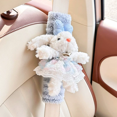 Creative Lamb Fleece Anti-Neck Four – Seat belt shoulder pad - moon-velvet-striped-shoulder-pads-blue-long-eared-rabbit
