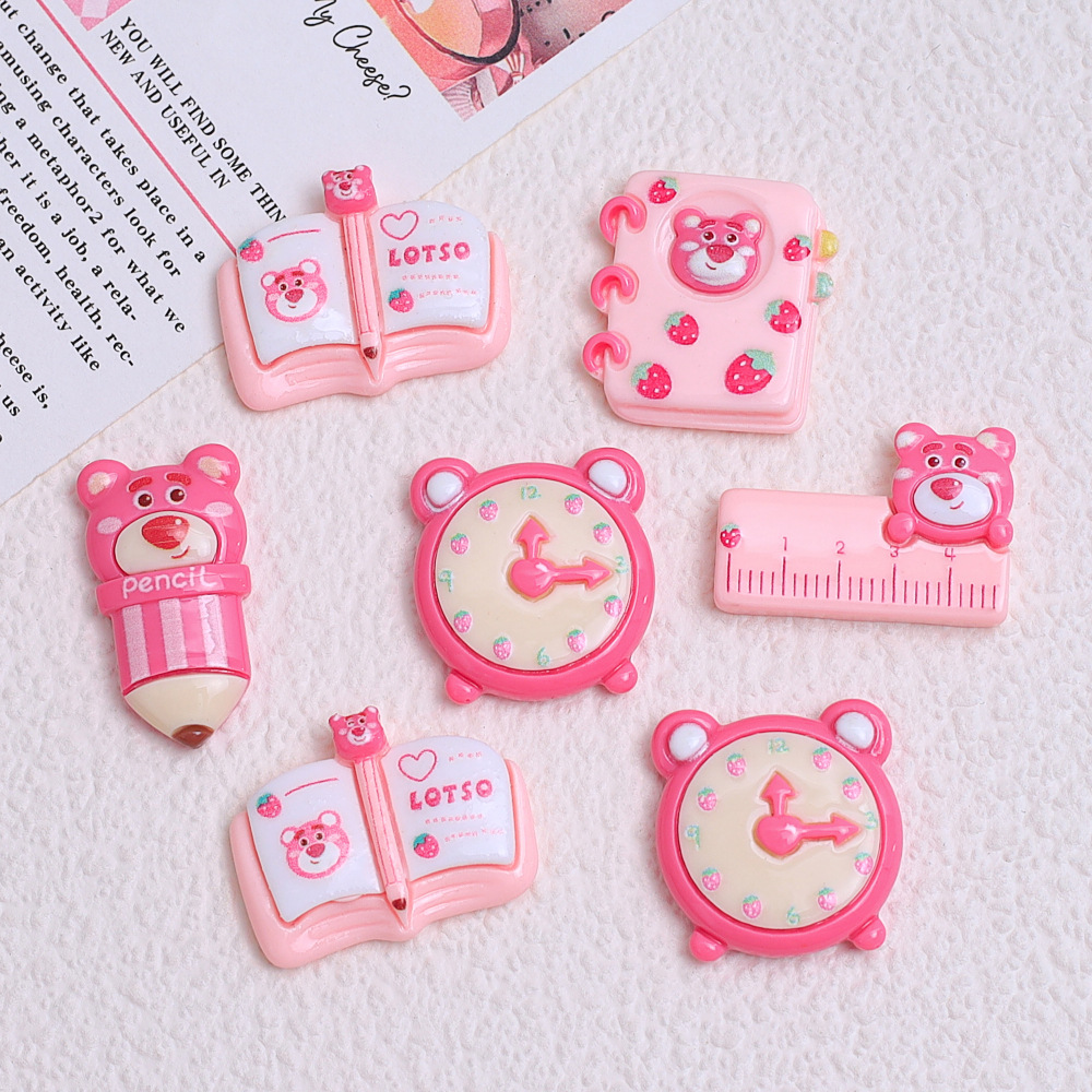 卡通文具莓莓熊 可爱diy奶油胶自制手机壳发夹饰品树脂配件批发