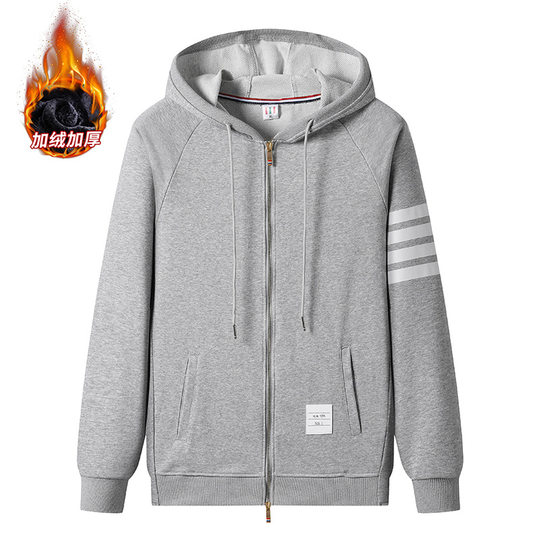 Cardigan Sweater Men's Spring and Autumn Fashionable Loose Four Bar Jacket Couple's Fashion Sports Casual Top Men's Wear