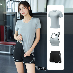 Yoga Clothing Sports Suit Women's Fitness Clothing Spring and Summer Gym Running Quick-drying Clothes Internet Popular Morning Run Three-piece Set