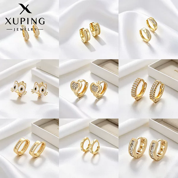 Xuping European and American cross-border minimalist elegant earrings, copper alloy plated in 14k color, Japanese and Korean style unique minimalist earrings wholesale