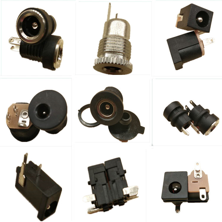 圆形DC电源插座带螺母插座DC022B铜针2.1圆针dc接口dc插座