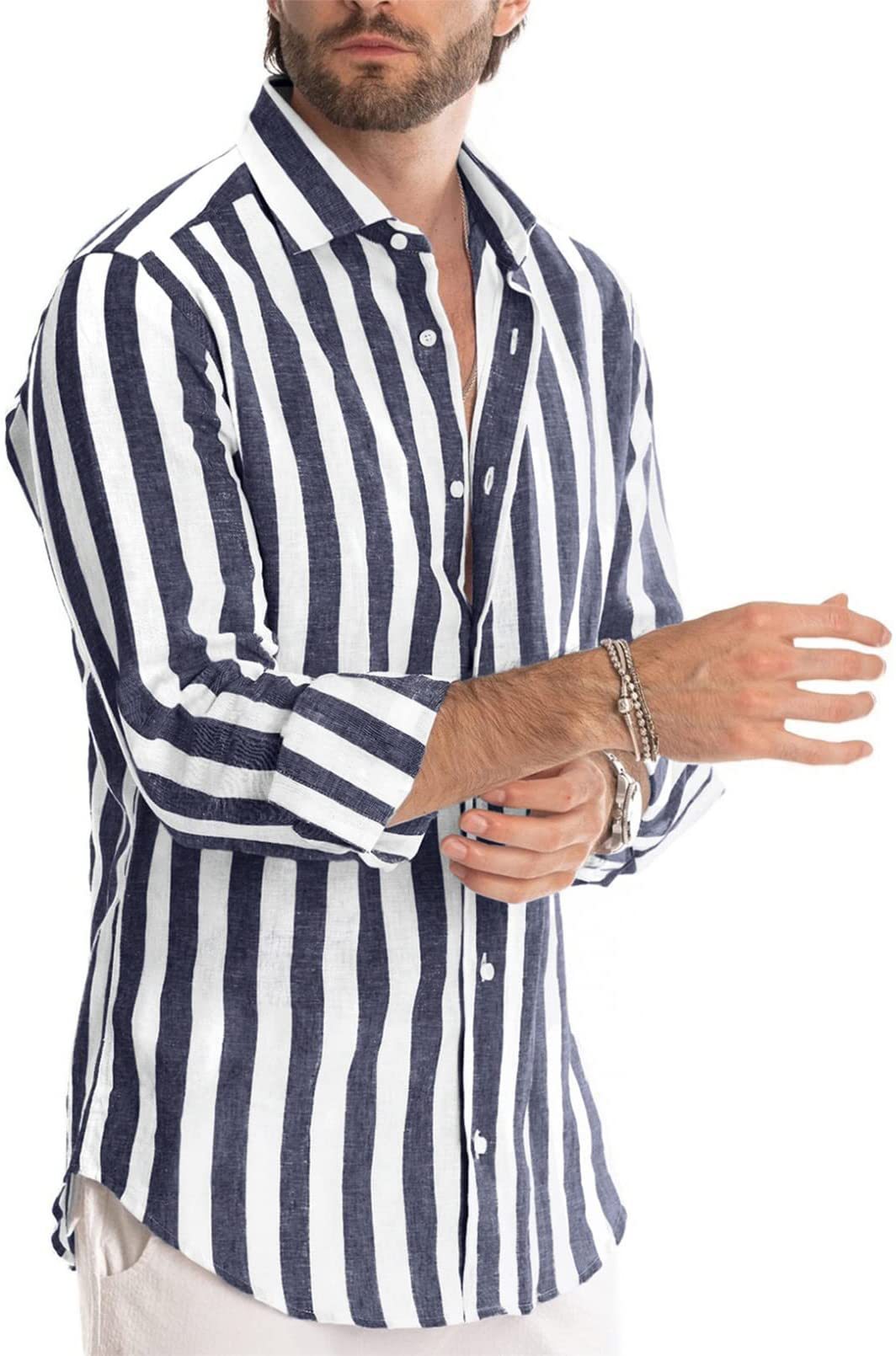 Men's Stripe Blouse Men's Clothing display picture 4