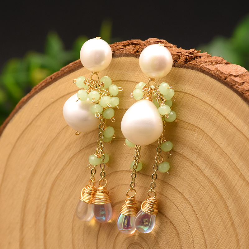 Aretes de perlas de agua dulce natural verano versátil frillantes retro pendientes de aretes lujosos ligeros s925 pendientes de aguja de plata para mujeres