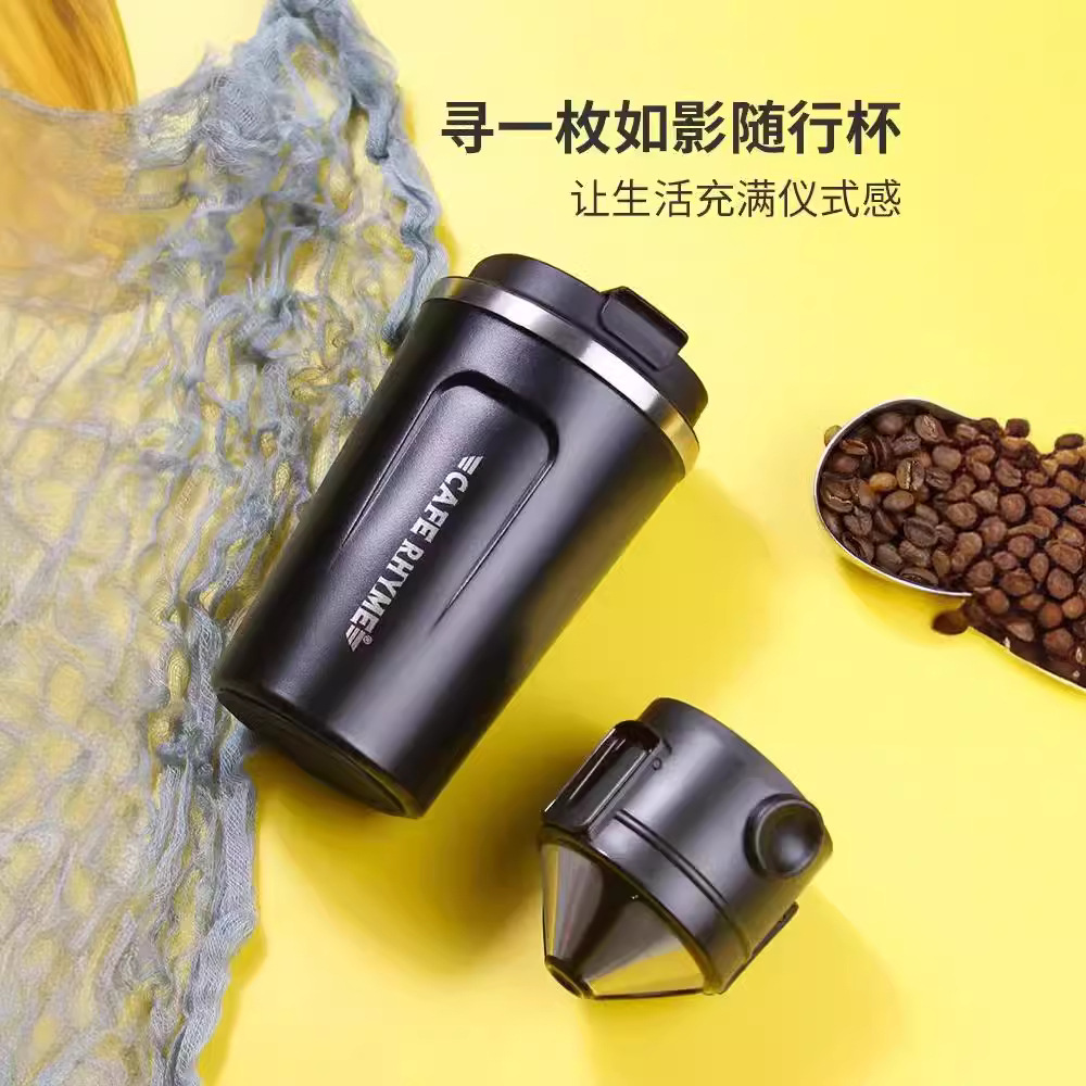 Taza de café acompañante 316 filtro de acero inoxidable perforado a mano taza termo de viaje para automóvil portátil taza de agua de gran capacidad