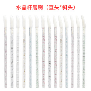 Wholesale 50 PCs/Pack Disposable Crystal Rod Lip Brush Straight Head Oblique Head Lip Brush Makeup Brush Solid Lipstick Brush