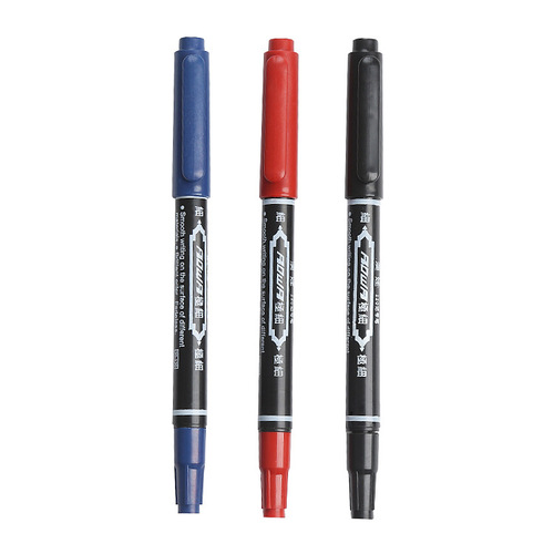 Small double-headed marker quick-drying water-based black color student painting stroke ultra-fine hook pen boxed marker pen