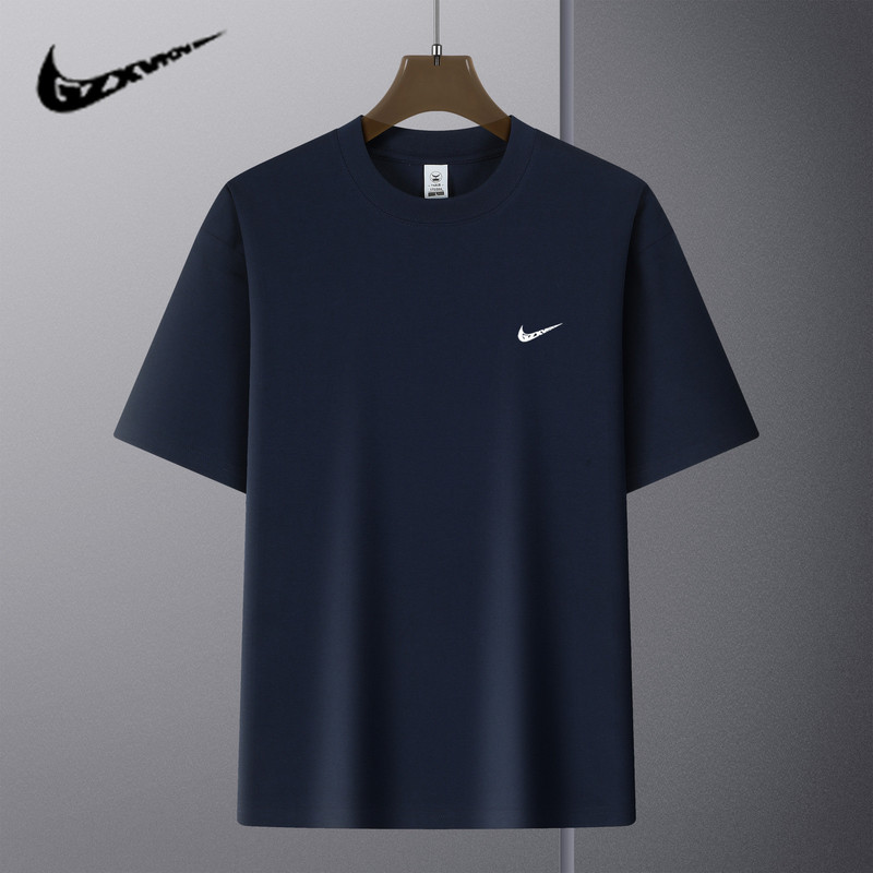 Men's 2025 Summer Short-sleeved T-shirt Men's and Women's Loose T-shirt Solid Color Round Neck Large Shoulder Shoulder Heavy Couple T-shirt Top