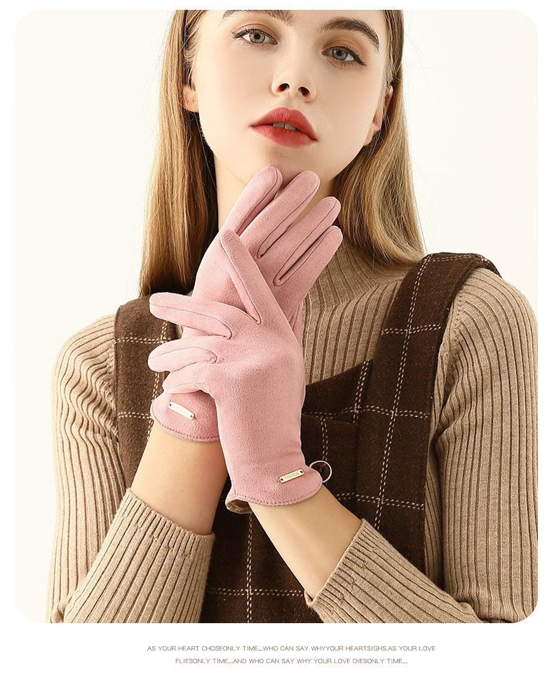 Warm Women's Gloves Touch Screen Windproof Velvet Cycling Mittens_voghion.com