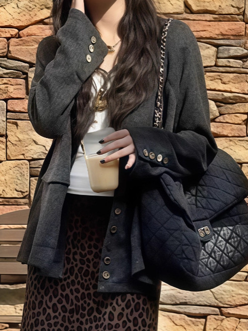老钱风设计感单排扣外套女2025秋季新款大码胖MM气质时髦显瘦上衣|undefined