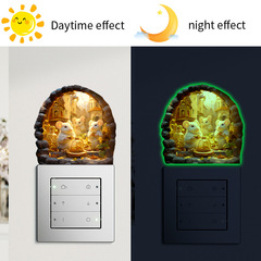 卡通老鼠洞幼兒園牆角裝飾兒童貼紙熒光開關貼冰箱夜光貼批發自粘