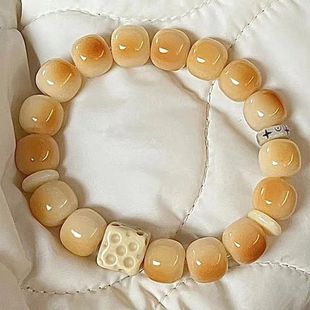 Authentic Cheese Bodhi Root Bracelet Wrapped Around the Finger, Soft and Playable Bodhi Seed Buddha Beads, Hand-Held Green Lion Awakening Bracelet
