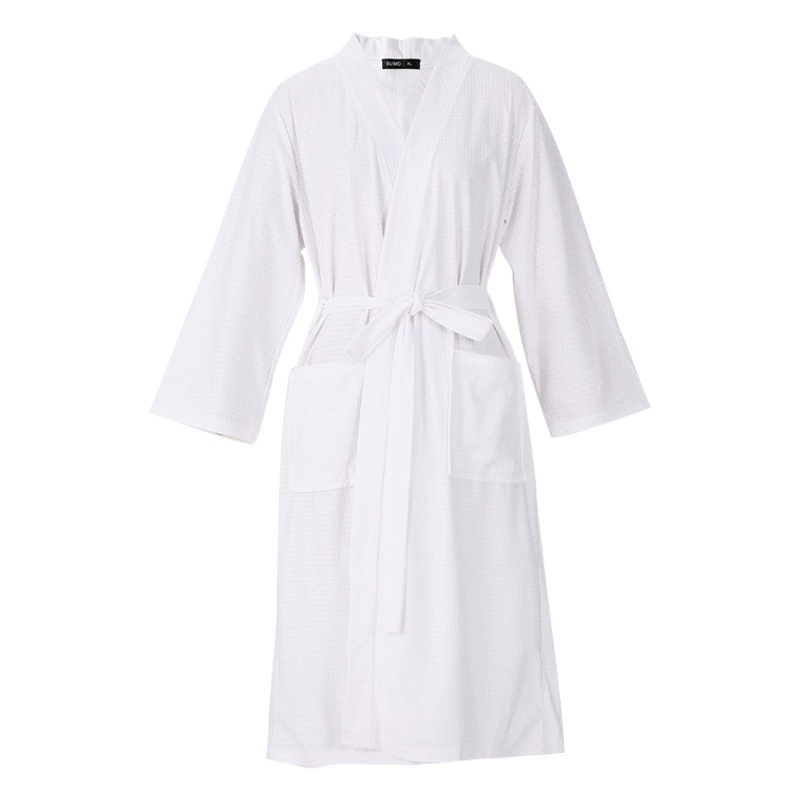Весенне-летний халат для женщин, тонкая вафельная ночная рубашка для пар для мужчин и женщин, летний халат с рукавом три четверти в корейском стиле, который впитывает воду