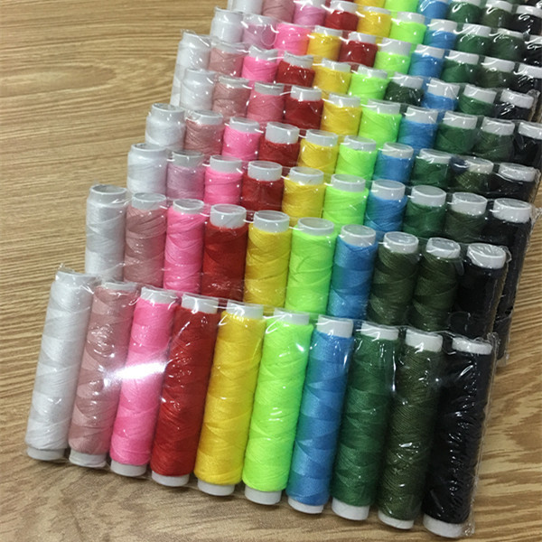 Precio de fábrica venta directa 402 hilo de poliéster hilo de coser hecho a mano para el hogar eje pequeño 50 yardas hilo de tablero de 10 colores hilo de color fijo