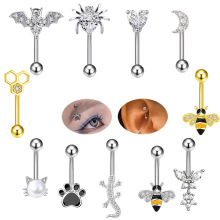 亚马逊速卖通热销眉钉耳钉蜘蛛蝙蝠蝴蝶镶锆石眉钉穿孔饰品批发