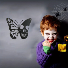 萬聖節金屬骷髏蝴蝶牆飾庭院客廳鐵藝掛件擺件工藝品