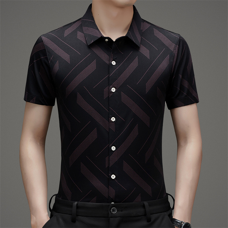 Summer silk breathable men's quick dry elastic shirt