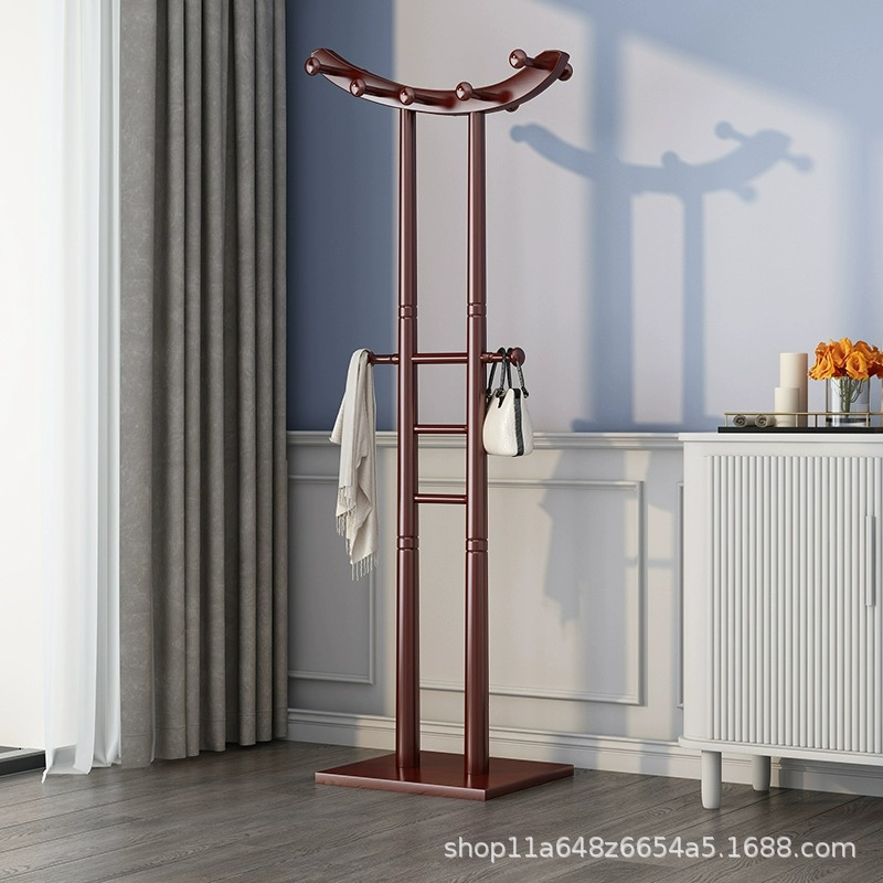 Chinese Floor Hanger Bedroom Solid Wood Coat Rack Small Office Household Indoor Living Room Clothes Hanging Rack