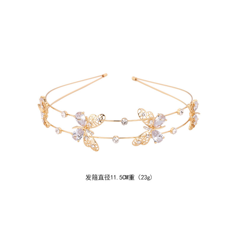 Diadema de mariposa de circón Diseño de nicho de estilo japonés Diadema de doble capa Accesorios para el cabello de fleco dulce Tocado de temperamento de niña