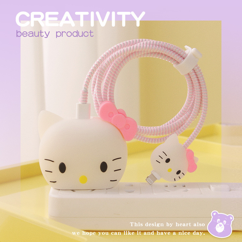 Nuevo cable de datos de dibujos animados cubierta protectora adecuado para Apple carga rápida cabeza 18/20W carga cabeza cubierta protectora Winder