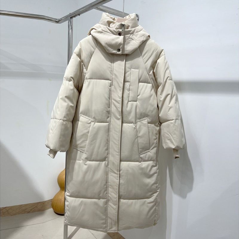 Winter Down Jacket For Women, Mid-Length, 2025 New Loose Thickened Coat, Over-the-Knee Puffer Jacket, Cotton Outerwear_ecoleips.com