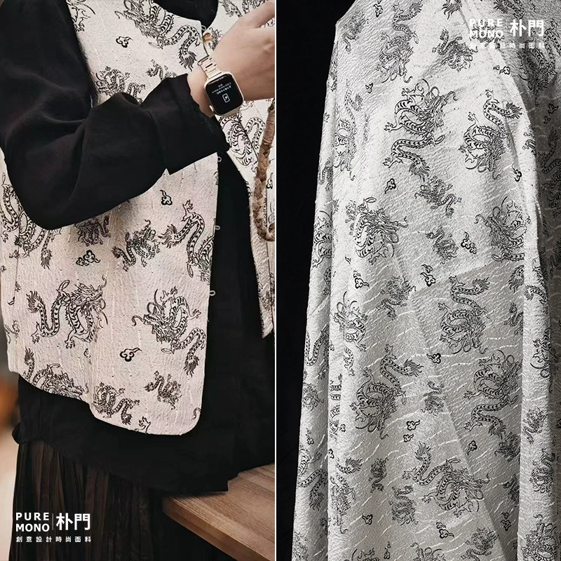 Новый стиль дракон с вышивкой ткани 65 полиэстер 35 человек хлопок рубашка в китайском стиле платье модная ткань