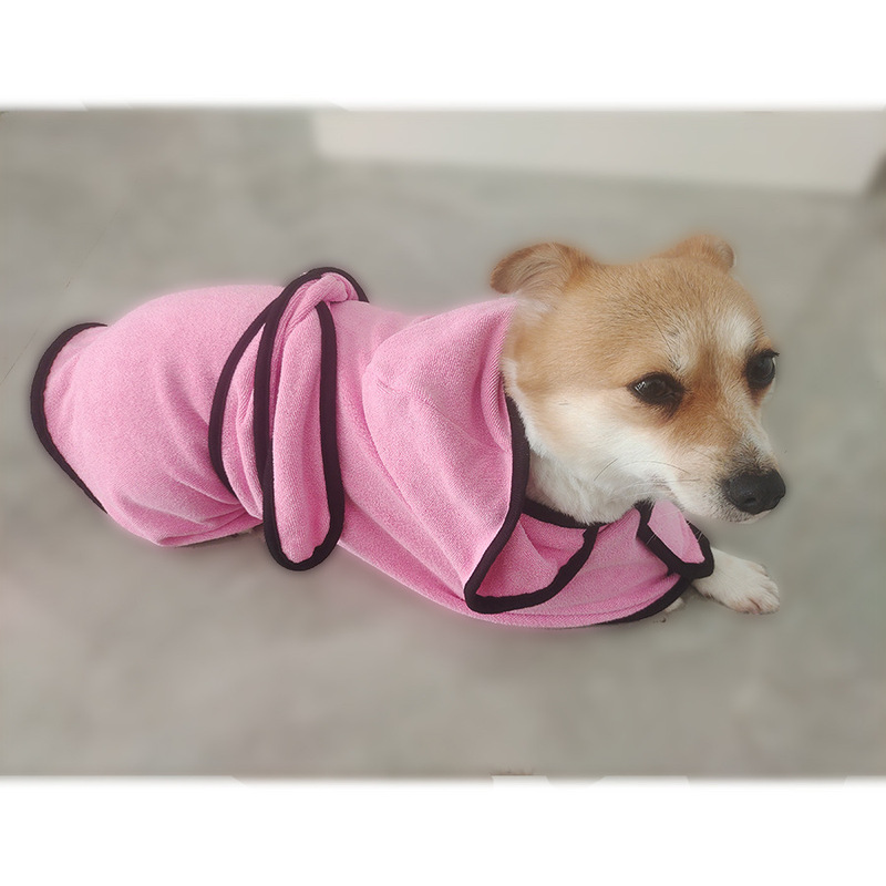 ペット吸水性フード付きバスタオル、中小型犬用バスローブ、柴犬、コーギー猫、猫用ソフト速乾服|undefined